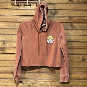 Roxy Cropped Rust Hoody Graphics Size XS Ray Hem Urban City